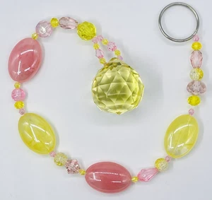 Acchiappasole con perline rosa e giallo cristallo prisma da appendere decorazione giardino arte - Foto 1 di 10