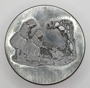 METZKE Biscottiera Metallo Peltro Vintage 1980 Bambini Alimentazione Coniglio Coniglietto Pasqua - Foto 1 di 10