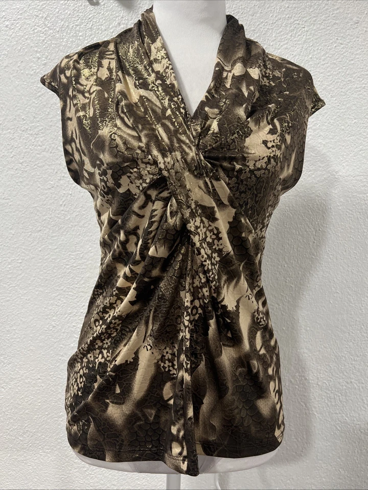 Top Dressbarn Y2K Babydoll Metálico Floral Piel de Serpiente Look Talla S Foto 1 de 4