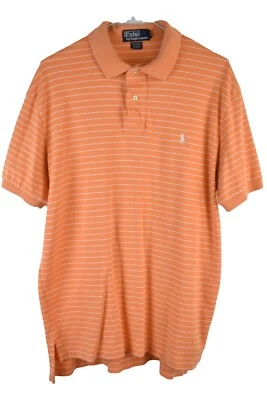 RALPH LAUREN Orange Polo Shirt size M Mens Striped Cotton Casual Outdoors - Image 1 of 4
