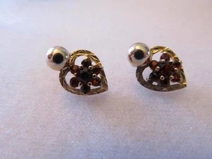 Pendientes colgantes vintage-antiguos de granate bohemio de oro de 14 quilates - Imagen 1 de 7