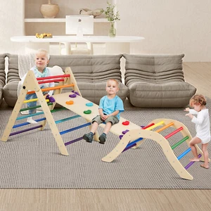Foldable Pikler Triangle Set, Indoor Montessori Climbing toys for Toddlers 1-3 - Picture 1 of 7