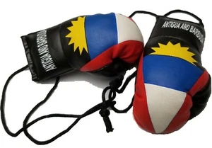Antigua Antiguan Boxing Glove Mini Banner Flag Car Rearview Mirror Island Map - Picture 1 of 3