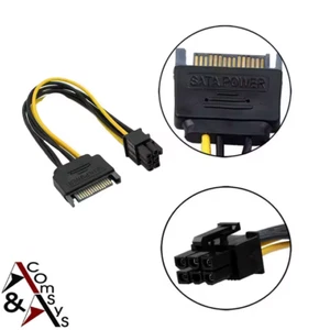 SATA 15Pin Stecker auf PCI-e 6Pin für PCI-Express Grafikkarte Adapter Kabel 20cm - Bild 1 von 10