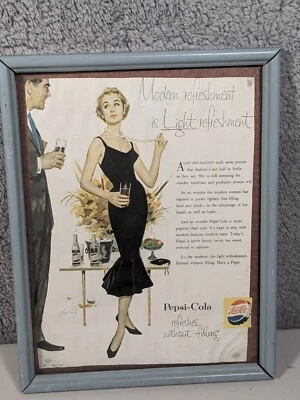 1955 Vintage Pepsi-Cola Pepsi Cola Soda Pop Art Print Ad - Framed RARE - Image 1 of 4