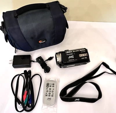 JVC Camcorder Everio GZ-HD10U HD 1080i 40GB HDD AVCHD Battery Bag Charger TESTED - Image 1 of 4