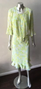 Chiffon Floral Crepe Beaded 2 Piece summer Dress Suit Size 6 - Picture 1 of 6