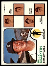 1973 TOPPS. BILLY MARTIN/ART FOWLER/JOE SCHULTZ/CHARLIE SILVERA/DICK TRACEWSKI