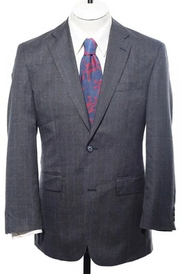 36R Joseph & Feiss Gray Glen-Plaid Rayon Blend 23.5" Sleeves Sport Coat Blazer S - Image 1 of 4