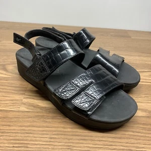 Vionic Women's Black Roma Platform Wedge Sandal Size 12 Croc Print - Picture 1 of 11
