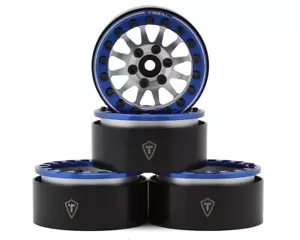 Treal Hobby Type D 1.9" 12-Spoke Beadlock Wheels (Silver/Blue) - Picture 1 of 4