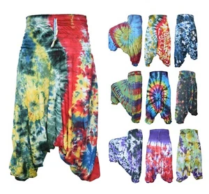 Hippie-Krawatte gefärbt Baumwolle Ali Baba Alladin Harem Baggy hochtaillierte Hose - Bild 1 von 49