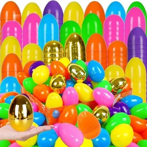 6 Golden Eggs 200 PCS 3" Large Plastic Easter Eggs Fillable Easter Eggs Empty... - Picture 1 of 8