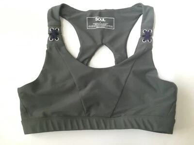 SoulCycle Olive Green Performance Sports Bra Lace up Open Back size L - Image 1 of 4
