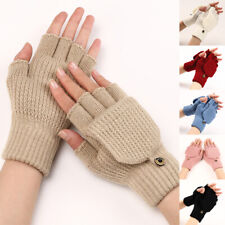 Women Men Knitted Flip Cover Gloves Crochet Fingerless Gloves 1 Pairs Handmade ]