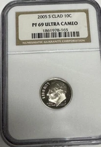 2005-S CLAD PROOF ROOSEVELT DIME NGC PF69 ULTRA CAMEO, 1224 - Picture 1 of 2