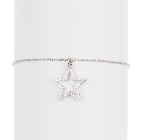 Bracciale Kate Spade Scrunched Capesante Pave Star Slider Nuovo con etichette colore argento
