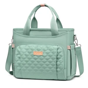 Large Wide Open Lunch Bag Green Leakproof Insulated Cooler Tote with Pockets - Picture 1 of 7