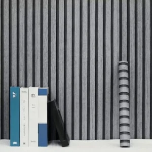 Nuevo Papel Pintado Panel Madera Gris Raya Vertical Moderno Peeling Stick Decoración de Pared - Imagen 1 de 10