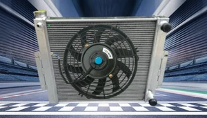 Aluminum Radiator+FAN Fit JEEP CJ7 W/CHEVY V8 LS SWAP 1976-1986 1977 78 79 80 MT - Picture 1 of 8