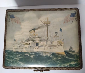 Antique Victorian Celluloid Remember the Maine Musical Photo Album W/44 Photos - Picture 1 of 15