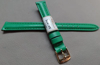 Hecho en Francia Piel de becerro verde 12 mm Correa de reloj Tono Dorado Hebilla $16.95 Foto 1 de 4