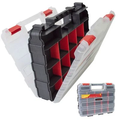 34 Compartment Professional Tool Organiser Case Box Storage Double Sided - Image 1 of 4