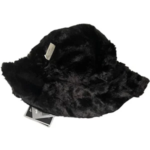 Nine West Womens Reversible Faux Fur Water Repellent Hat Black $36 NWT #3475 - Picture 1 of 6