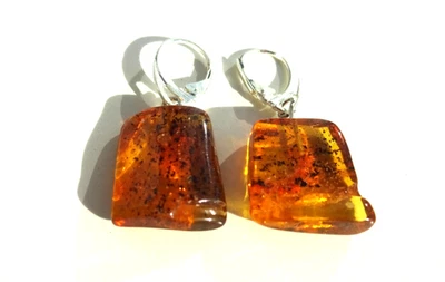 BRINCOS GENUÍNOS feitos à mão mel âmbar - Imagem 1 de 4