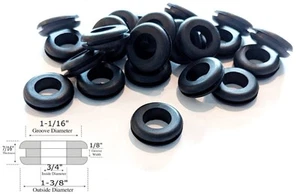 25 ojales de goma de 3/4" de diámetro interior - ranura de 1/8" - ajuste orificio de panel 1-1/16 - Imagen 1 de 1