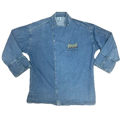 Food Network TV Denim L/S Chef Coat XL X-Large Jacket Top Uniform Cooking Show - Image 1 of 4