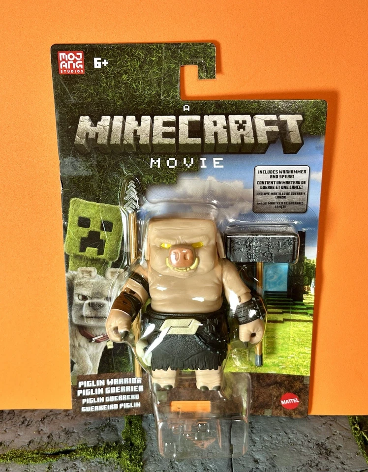 A Minecraft Movie Piglin Warrior Warhammer & Spear 4" Figure Mattel Toy 2025