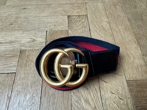 Gucci GG Logo Striped Belt 90/36 - Picture 1 of 11