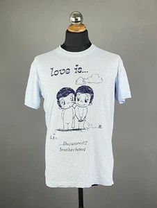 DSQUARED2 Brotherhood LOVE IS Blue Garment Dyed Short Sleeve T-Shirt Size M - Picture 1 of 12