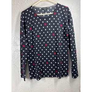 Suéter Talbots Negro Lana Merino Lunares Ligero Cuello Redondo Talla Pequeña - Imagen 1 de 4