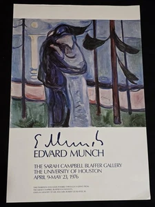 Edvard Munch Famous Art "Kiss on The Beach" Exhibition Poster 1976 - Picture 1 of 4