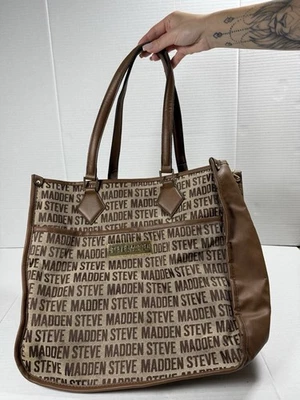 Bolso de Mano Steve Madden Monograma Logo Marrón Cartera de Hombro Foto 1 de 4
