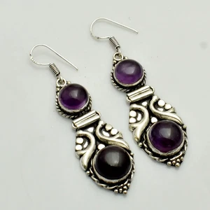 Amethyst Gemstone Handmade Drop Dangle Earrings Jewelry For Women 1.4" AE-63842 - Picture 1 of 1