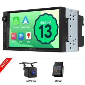 CAM+OBD2+ UA13 Double 2 Din 7" Android 13 Auto Car Stereo GPS Head Unit CarPlay - Picture 1 of 19