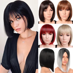 Parrucca Donna Ragazza Bob Donna Corti Bracci Dritti Capelli Pieni Parrucche Cosplay Festa USA - Foto 1 di 27