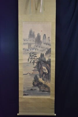 Pintura Carbón JAPONESA KAKEJIKU PINTADO SCROLL ART SAN SUI - Lienzo Washi Foto 1 de 4