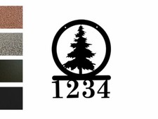 Custom Address Sign Metal Tree Cabin Lodge House Yard Gate Customizable 