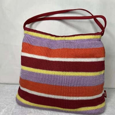 Tulip Caribbean THE SAK Bolso de Mano Tejido Rayas Rojo Amarillo Naranja Bolso de Mano Cartera Foto 1 de 4