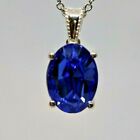 Ladies Sterling Silver NOS Swarovski Sapphire Pendant Stainless Necklace 20"