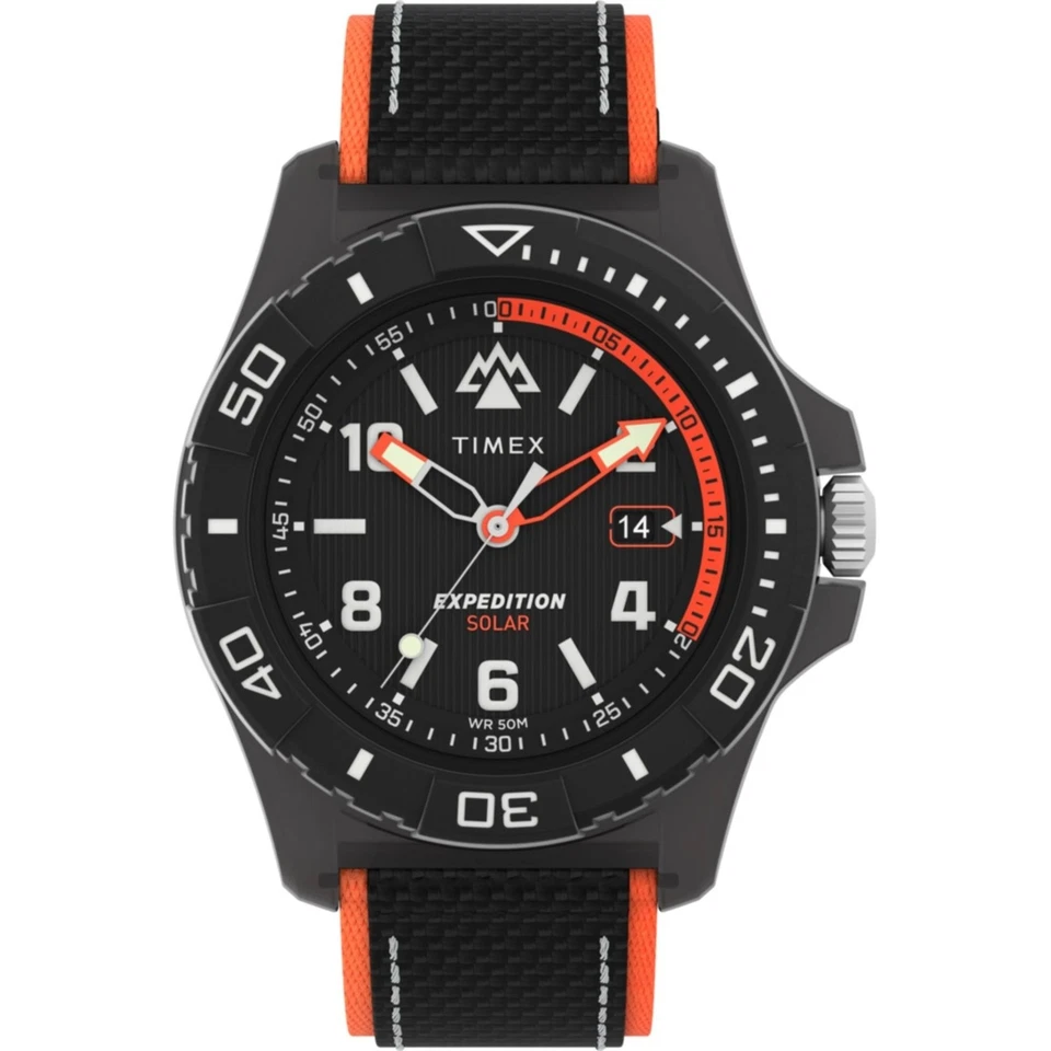Timex Men's Watch Expedition Rotating Bezel Black and Orange Strap TW2V66100JR
