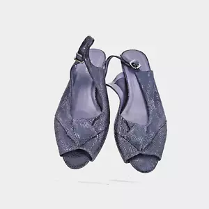 Vaneli Black Slingback Peep Toe Wedge Heel Adjustable Buckled Strap Size 12M - Picture 1 of 8