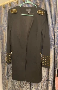  Ashro Black and Gold Studded Jacket w Pants and skirt - Picture 1 of 7
