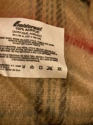 Fieldcrest Throw Blanket Red Plaid Acrylic 50"x60"  Fringed Ends - Image 1 of 4