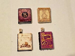 X4 WITCH OR WIZARDS LEATHER SPELL BOOKS  FOR  A 1/12 SCALE DOLLS HOUSE