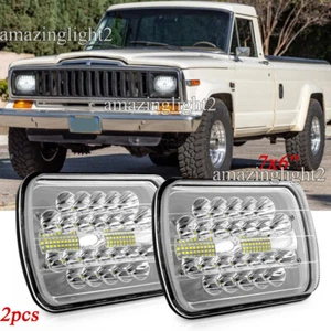 Fit Jeep J10 J20 Pickup 1974-1988 5x7 7x6" Projector Led Headlights Hi/Lo Beam - Picture 1 of 14